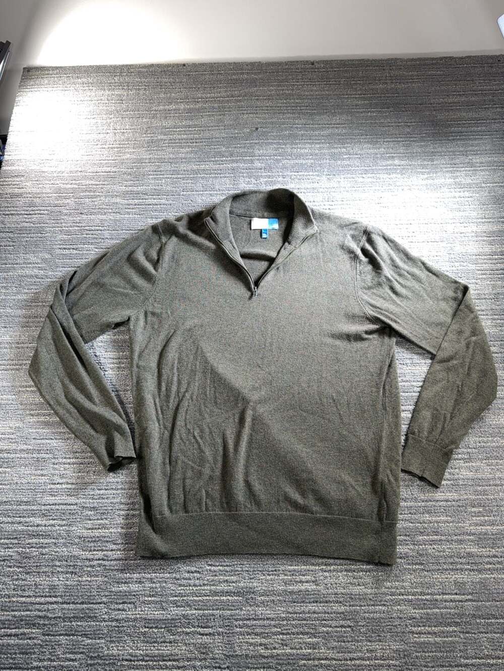 14th & Union Men's Quarter Zip Pullover Sweater Olive Green Size L